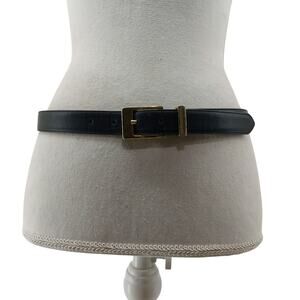 Talbots Black Women's Preppy Minimalist Leather Belt Size M